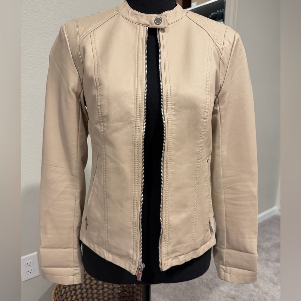 Express Women's Tan faux Leather Jacket